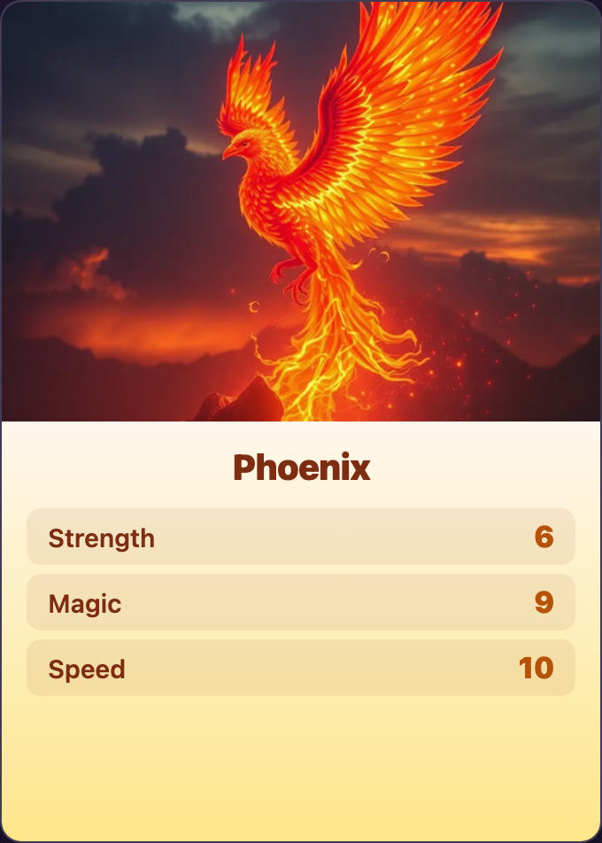 Mythical Creatures Battle — Phoenix card