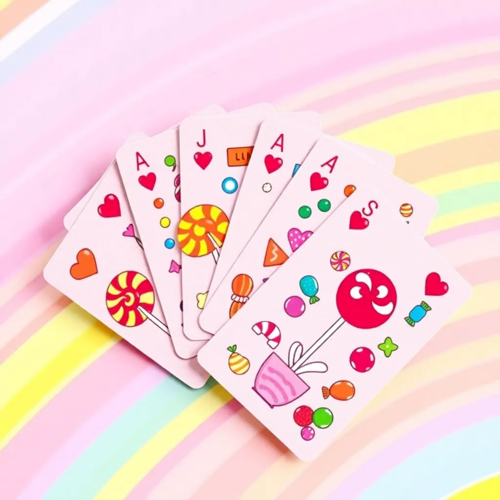 Pink candy-themed card deck